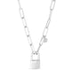 Lock Paperclip Link Necklace in Rhodium-Plated Sterling Silver