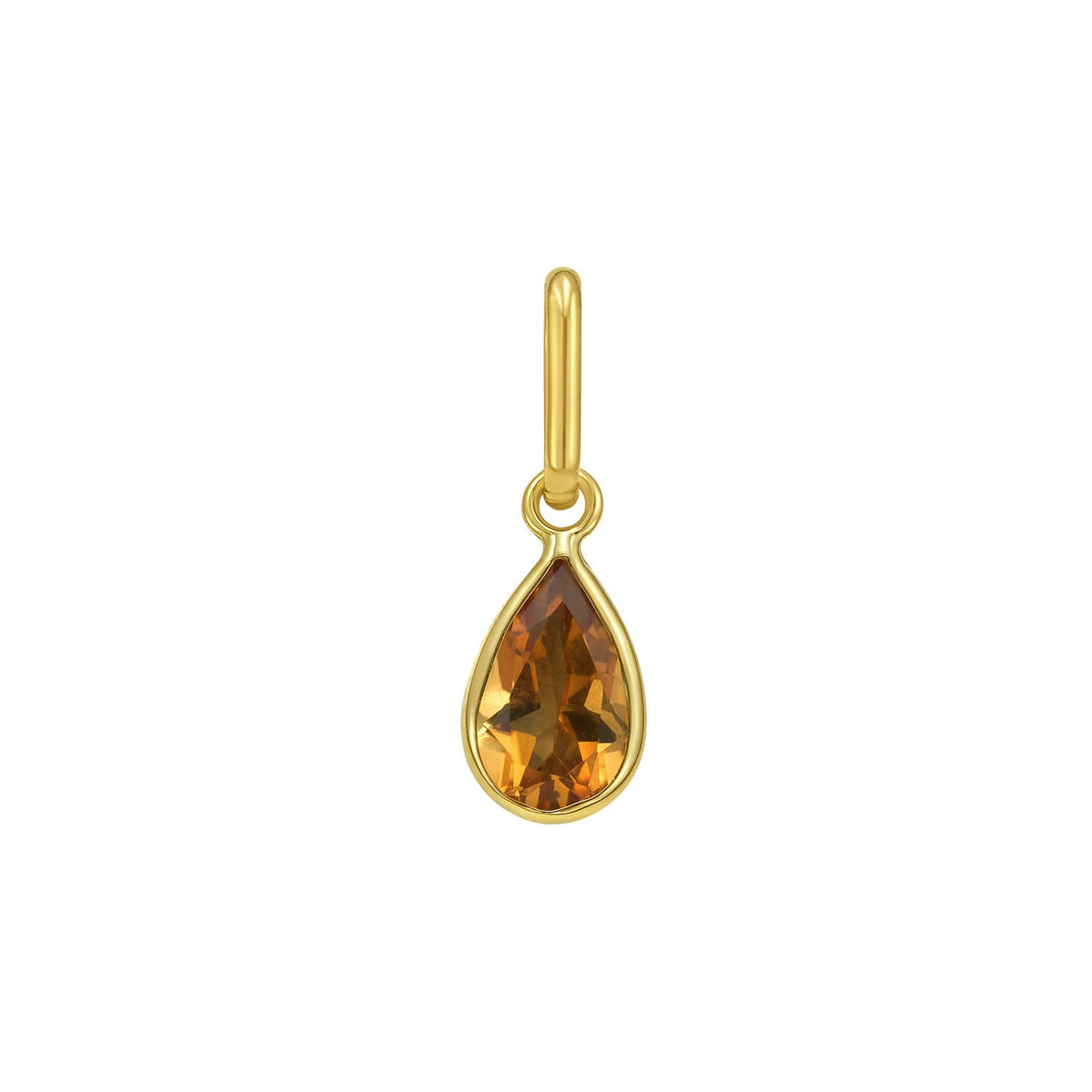 Pear Citrine Charm Pendant in 14K Yellow Gold