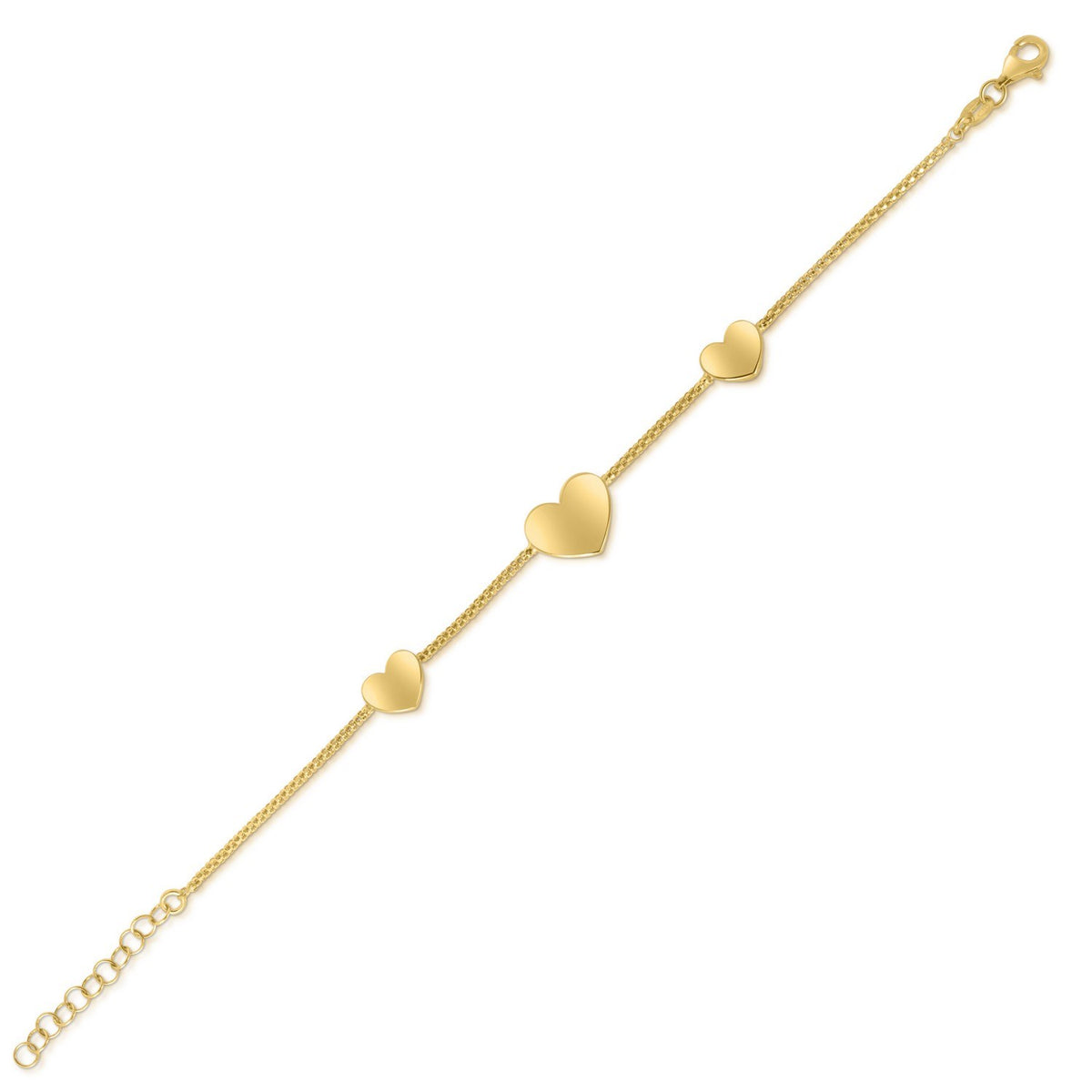 Hearts Station Bracelet in Yellow Gold-Plated Sterling Silver