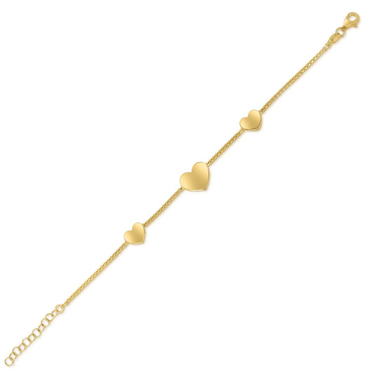 Hearts Station Bracelet in Yellow Gold-Plated Sterling Silver