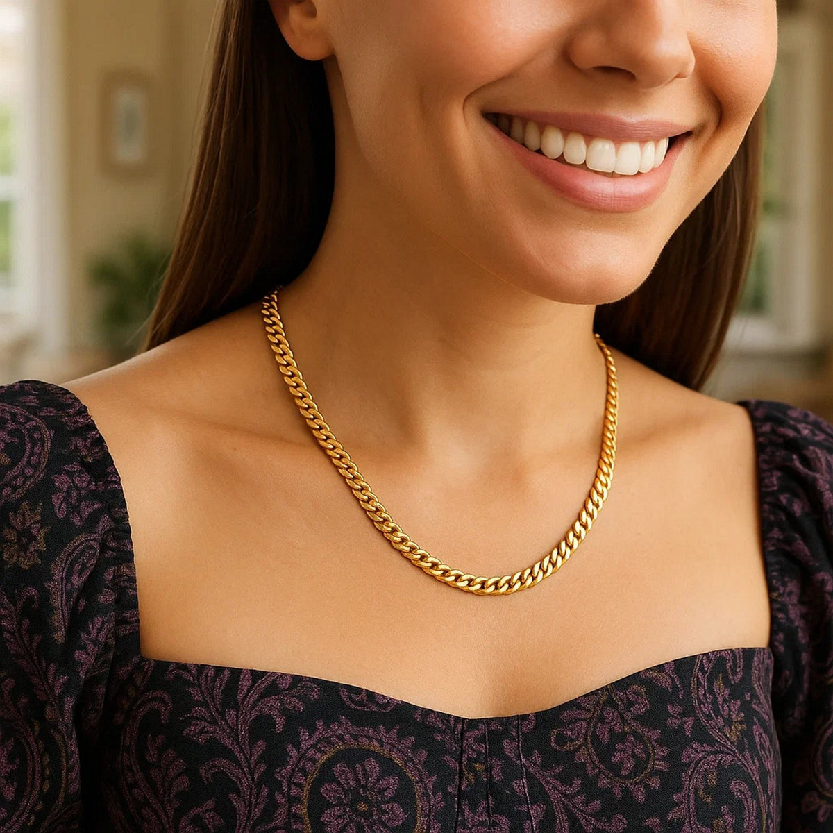 Semi-Solid Miami Cuban Chain in 14K Yellow Gold (4.50 mm, Box Clasp)