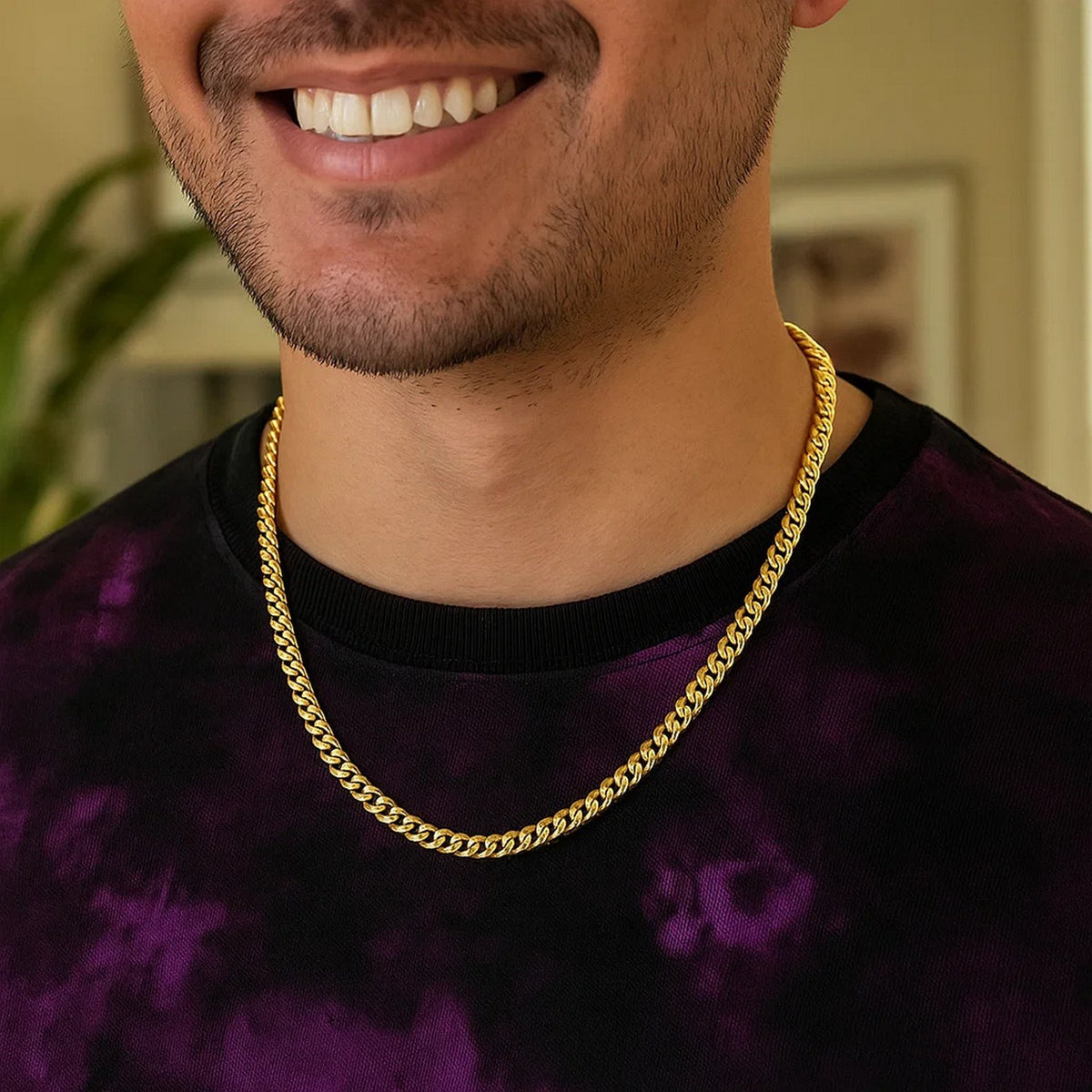 Semi-Solid Miami Cuban Chain in 14K Yellow Gold (4.50 mm, Box Clasp)