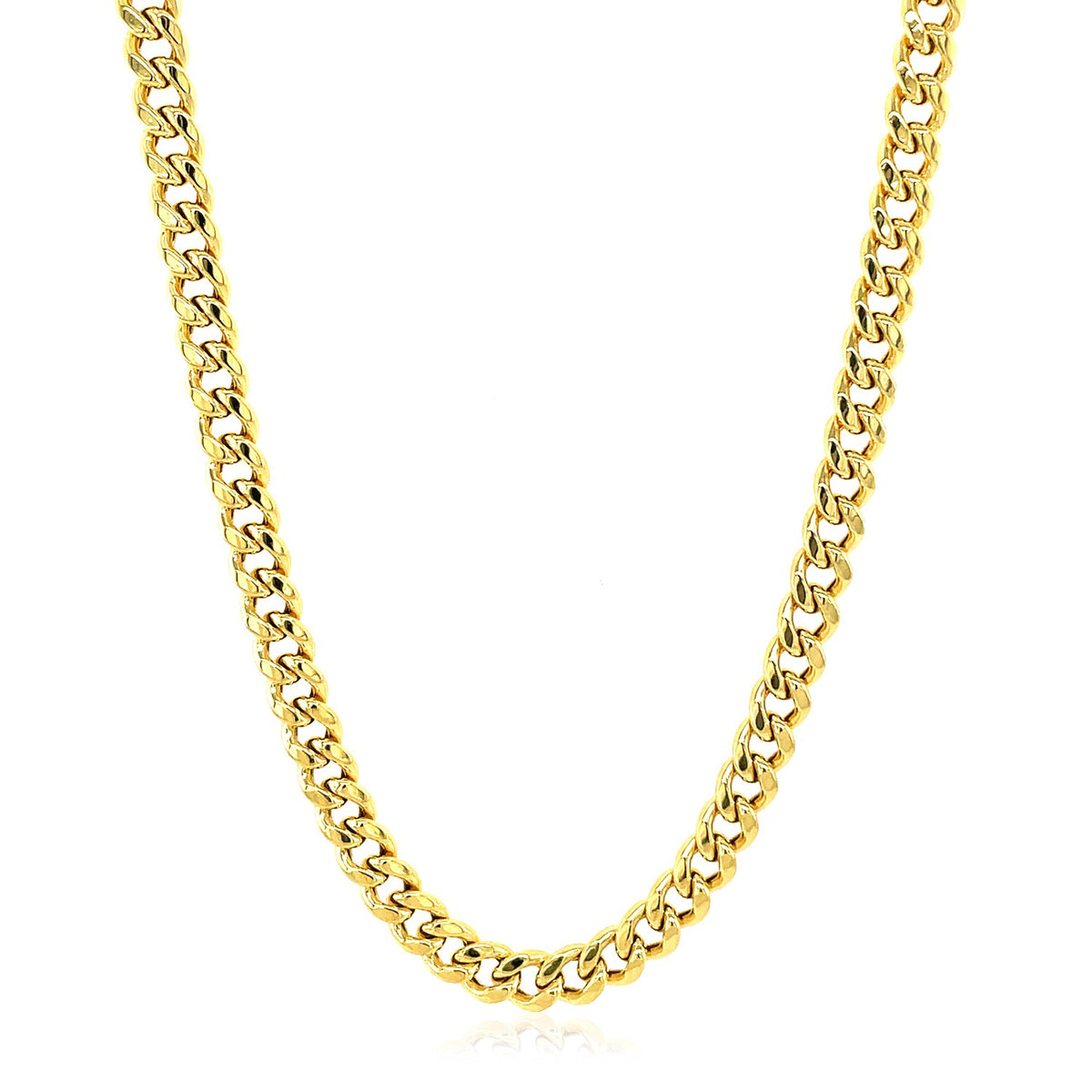 Semi-Solid Miami Cuban Chain in 14K Yellow Gold (4.50 mm, Box Clasp)