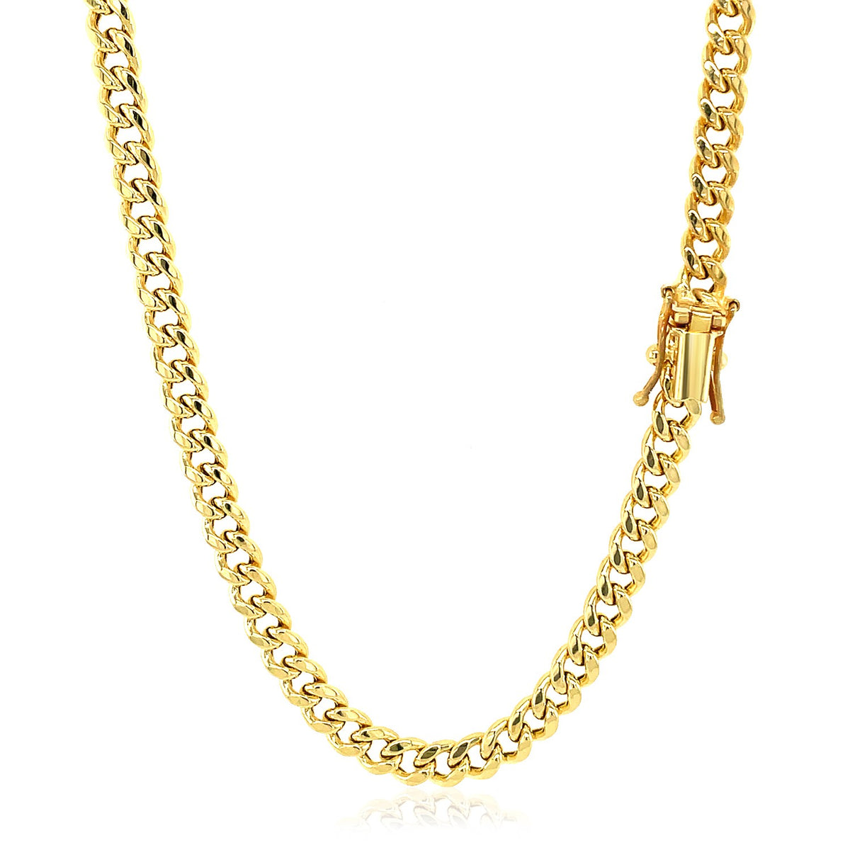 Semi-Solid Miami Cuban Chain in 14K Yellow Gold (4.50 mm, Box Clasp)