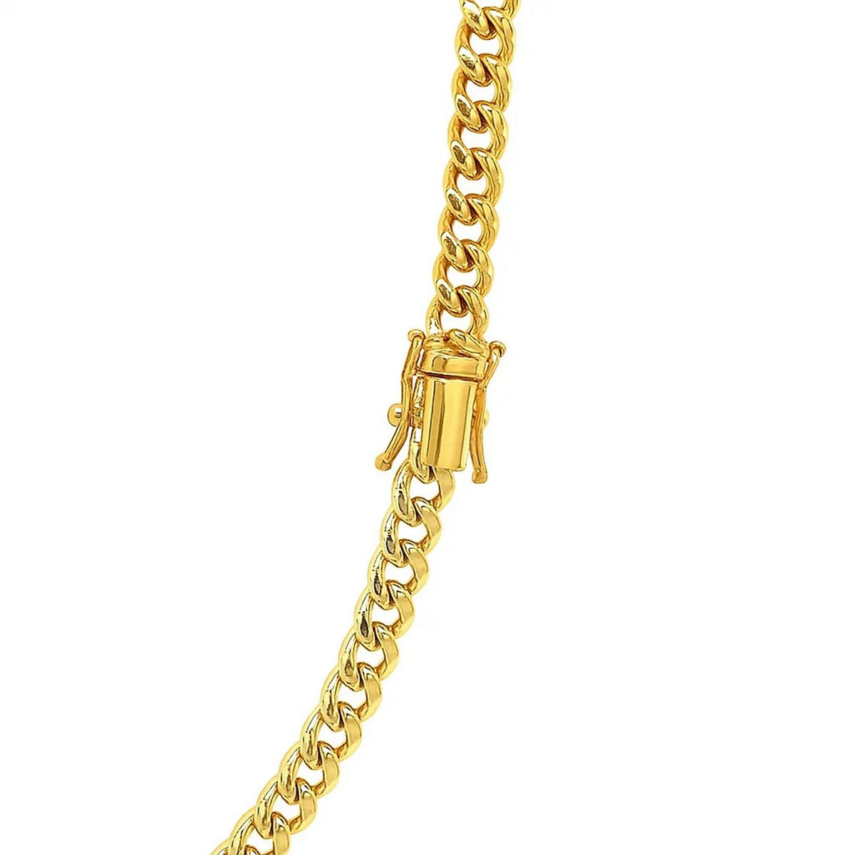 Semi-Solid Miami Cuban Chain in 14K Yellow Gold (4.50 mm, Box Clasp)