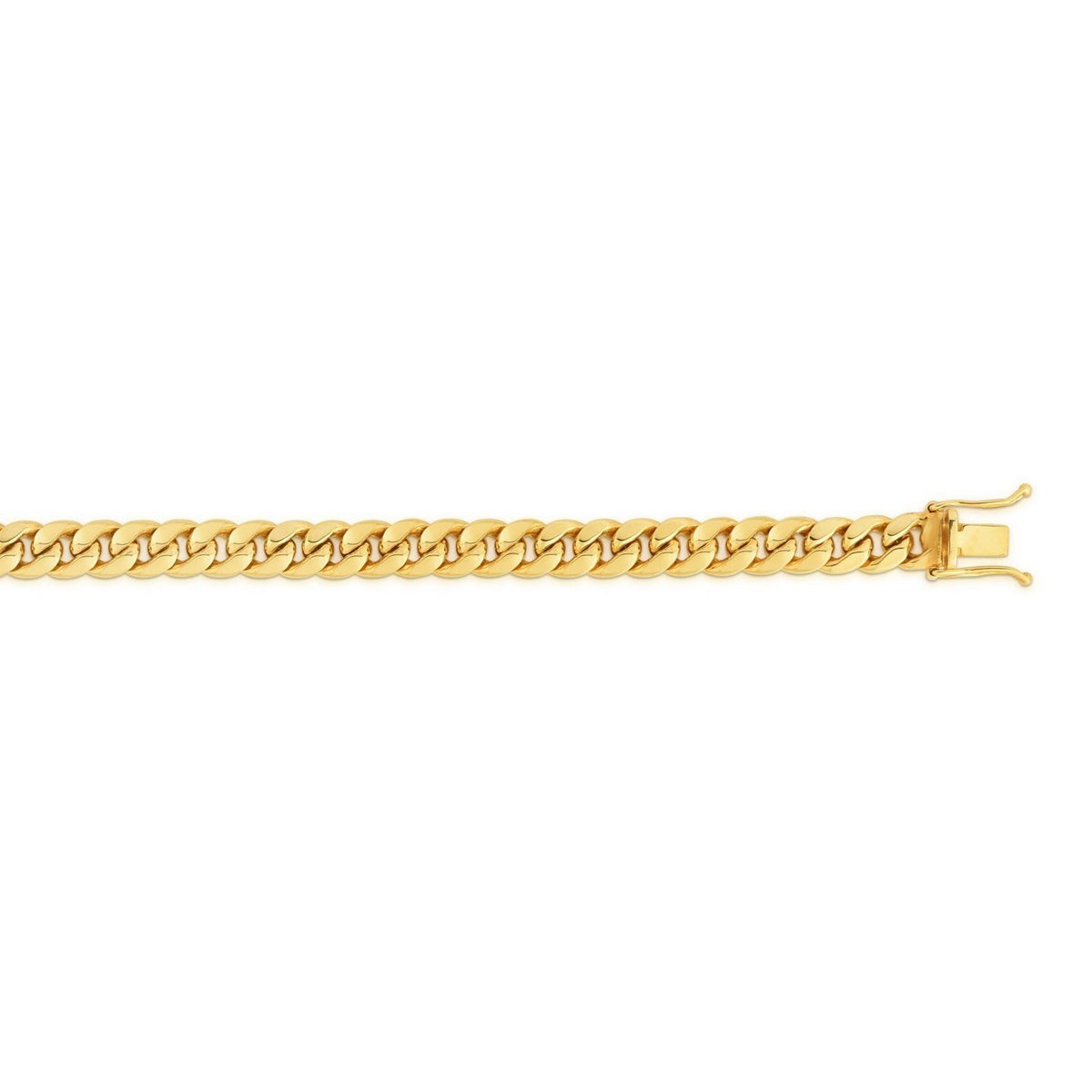 Semi-Solid Miami Cuban Chain in 14K Yellow Gold (4.50 mm, Box Clasp)