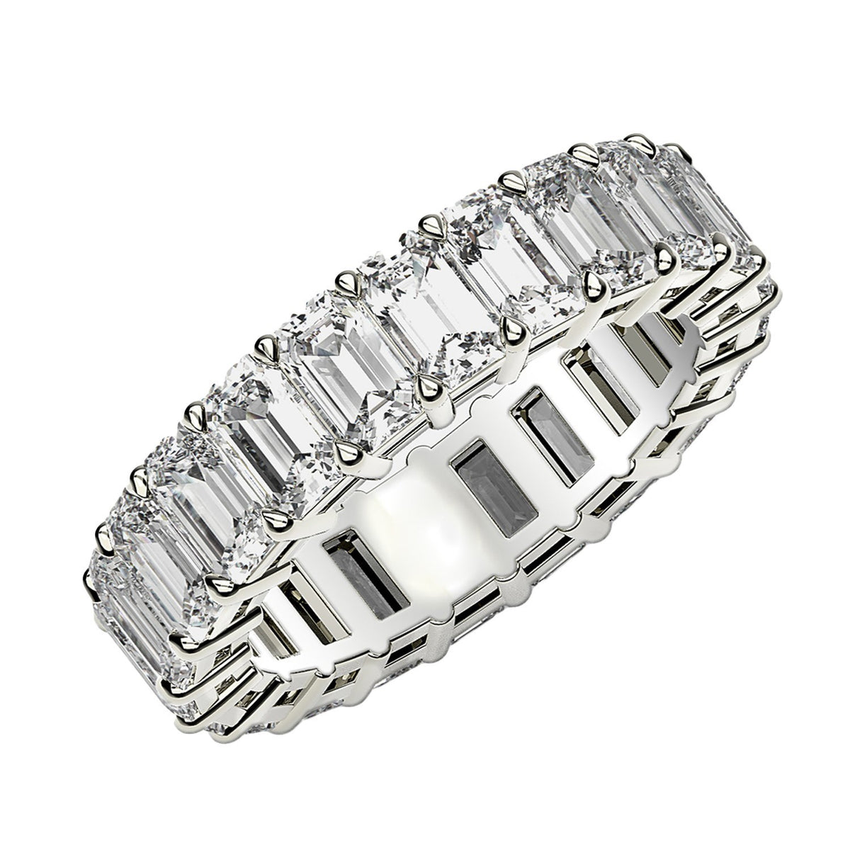 Emerald Cut Diamond Eternity Ring in 14K White Gold (3 cttw FG/VS2)