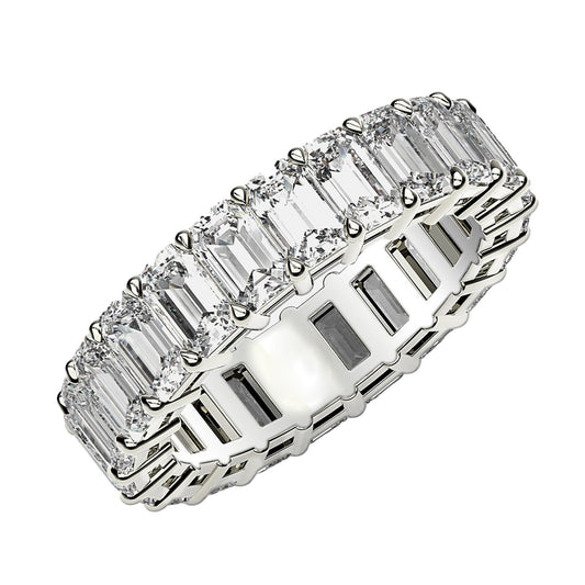 Emerald Cut Lab Grown Diamond Eternity Ring in 14K White Gold (3 cttw FG/VS2)