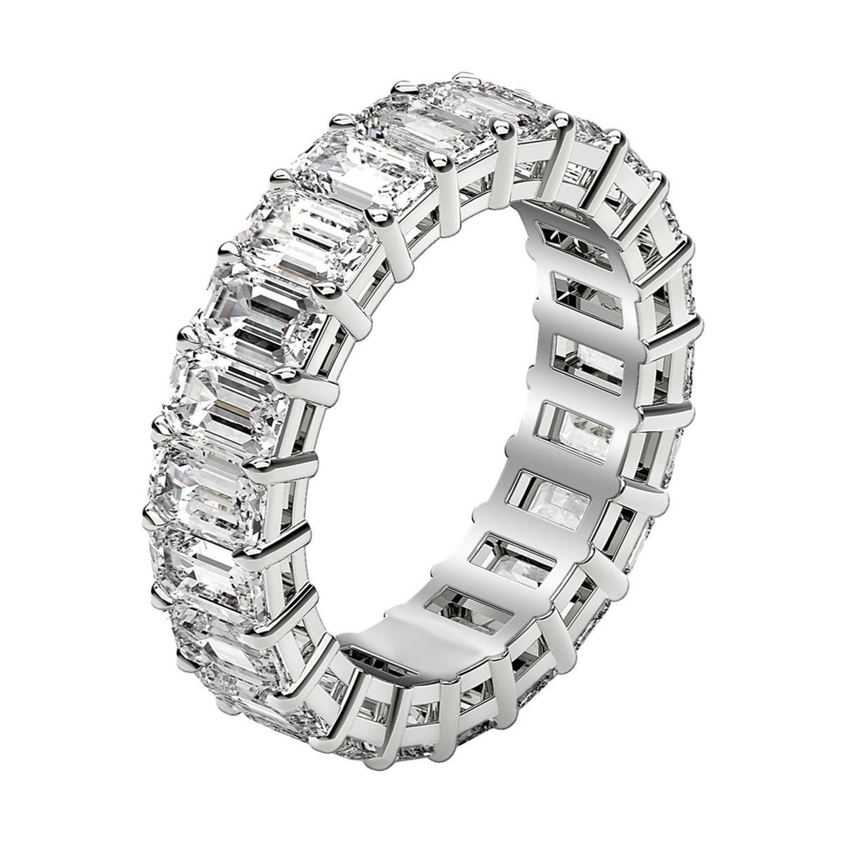 Emerald Cut Lab Grown Diamond Eternity Ring in 14K White Gold (3 cttw FG/VS2)