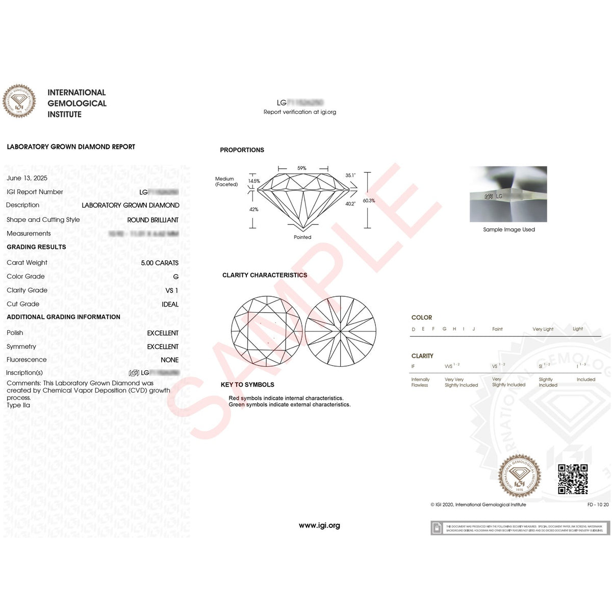 5 Carat Round Lab Grown IGI Diamond Solitaire in 10K White Gold G/VS1