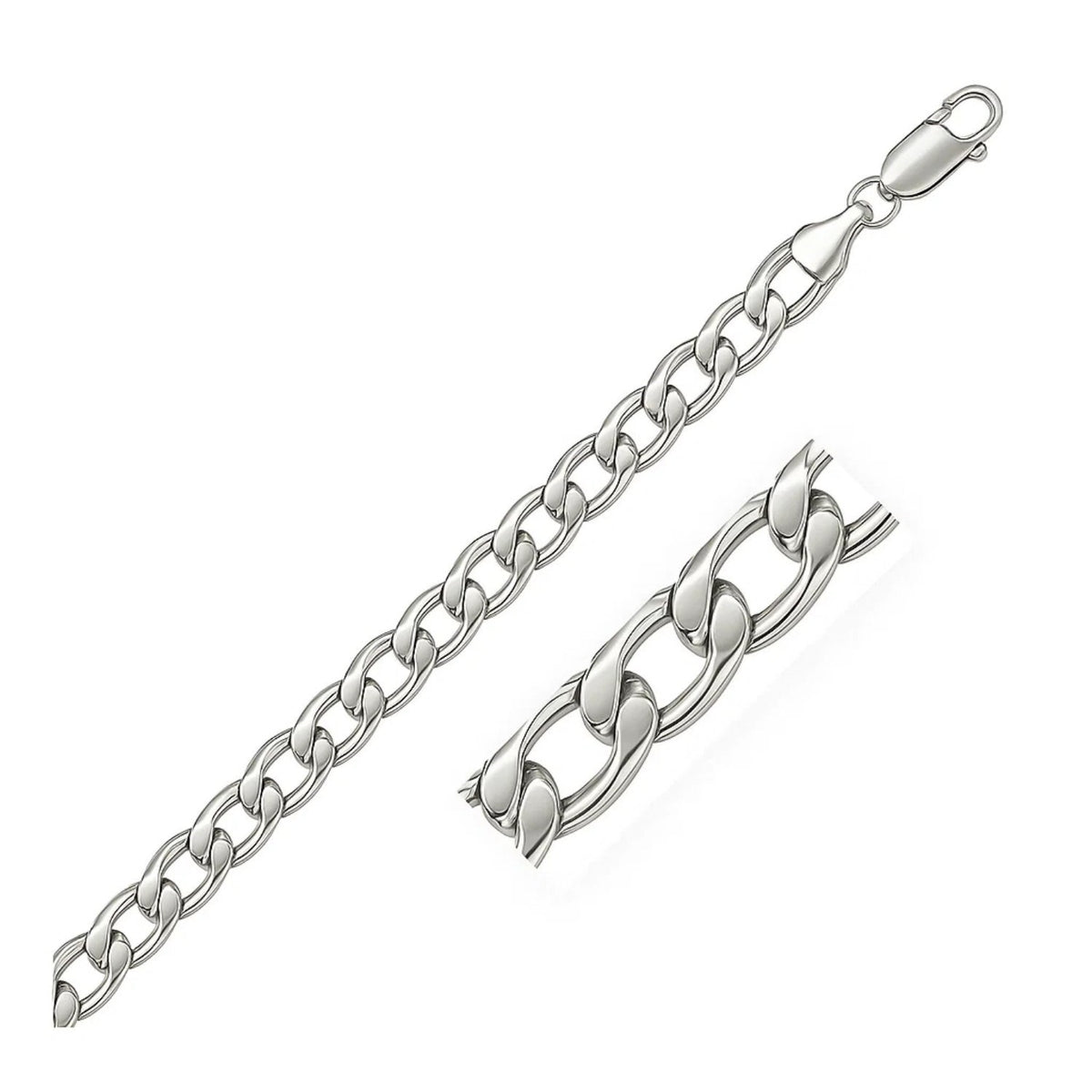 Curb Style Bracelet in Rhodium-Plated Sterling Silver (7.90 mm)