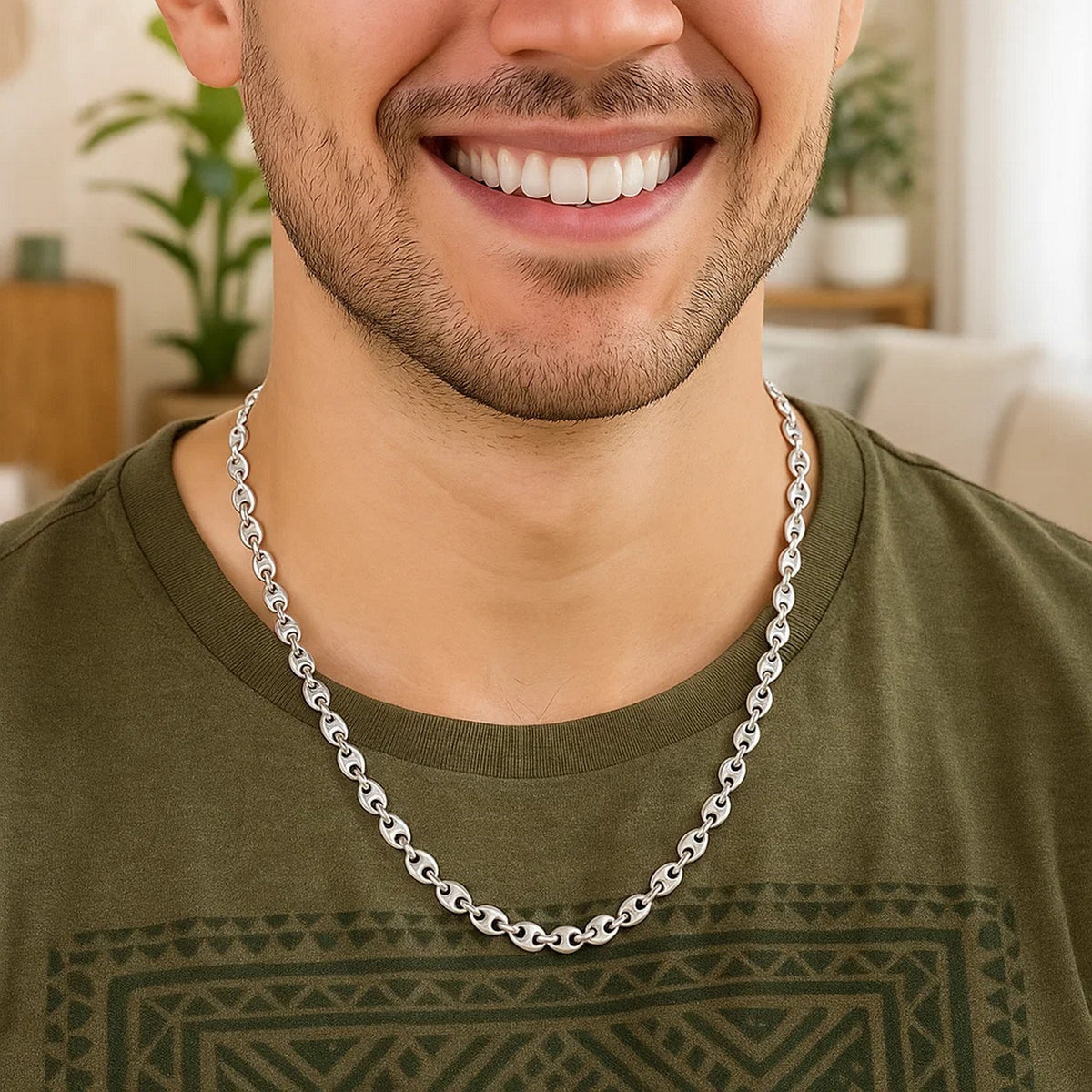 Puffed Mariner Chain in Rhodium-Plated Sterling Silver (3.70 mm)
