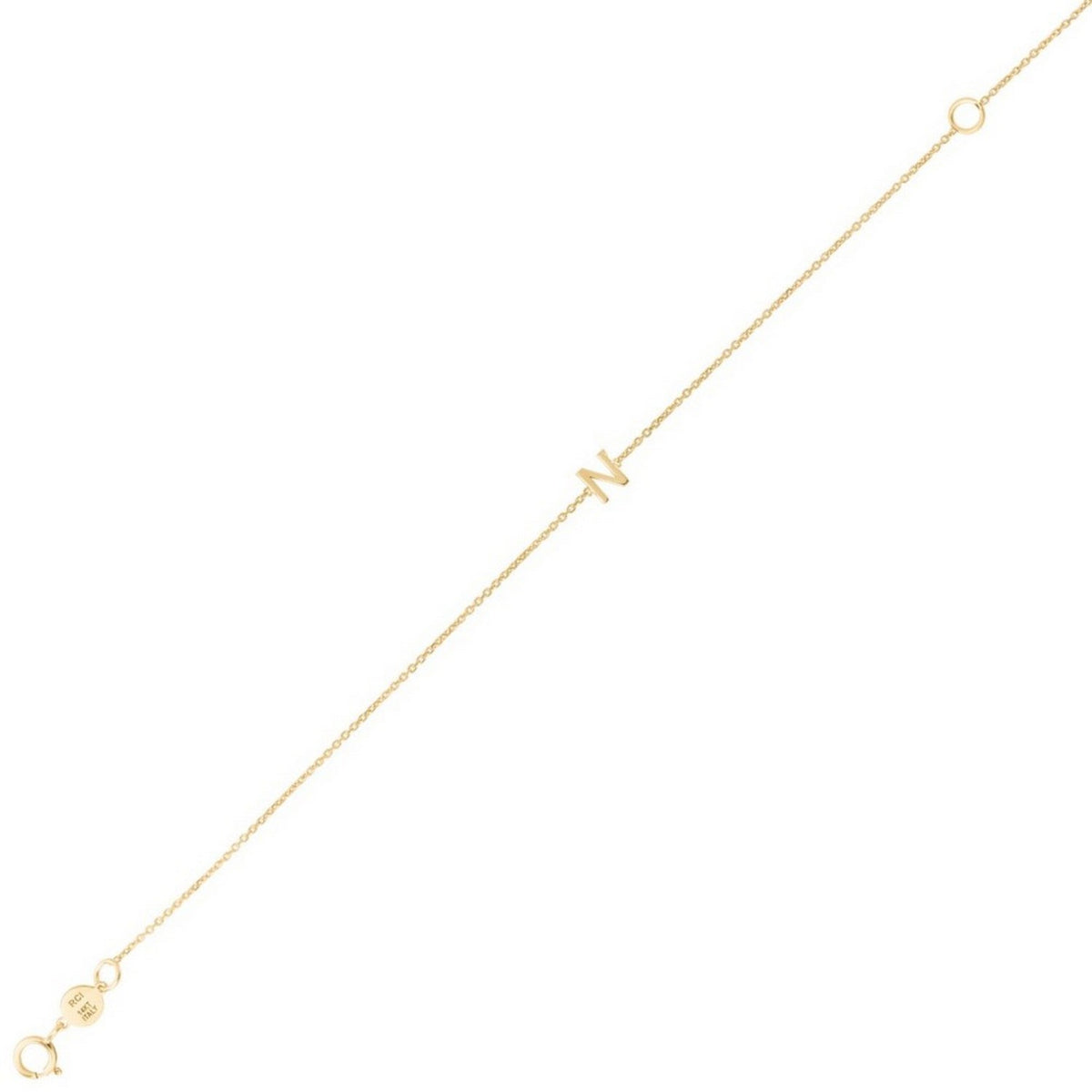 Mini Initial N Bracelet in 14K Yellow Gold
