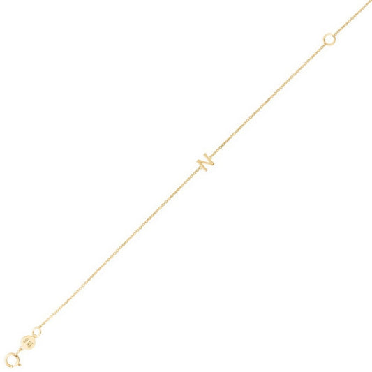 Mini Initial N Bracelet in 14K Yellow Gold