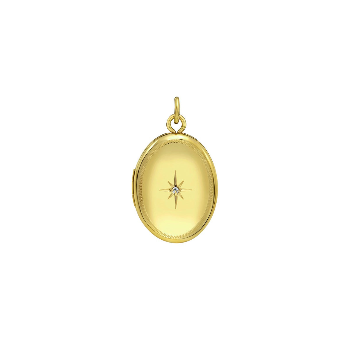 Oval Diamond Locket Charm Pendant in 14K Yellow Gold (16.00 mm)