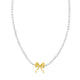 Pearl Strand Necklace with Gold Bow in 14K Yellow Gold