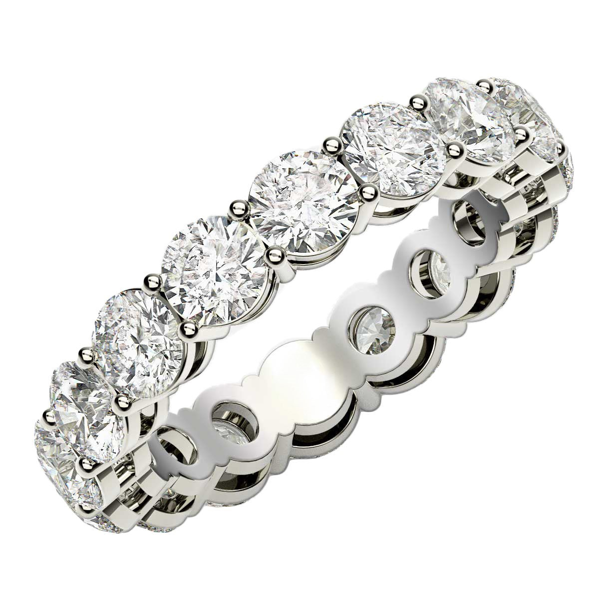Round Cut Lab Grown Diamond Eternity Ring in 14K White Gold (4 cttw FG/VS2)