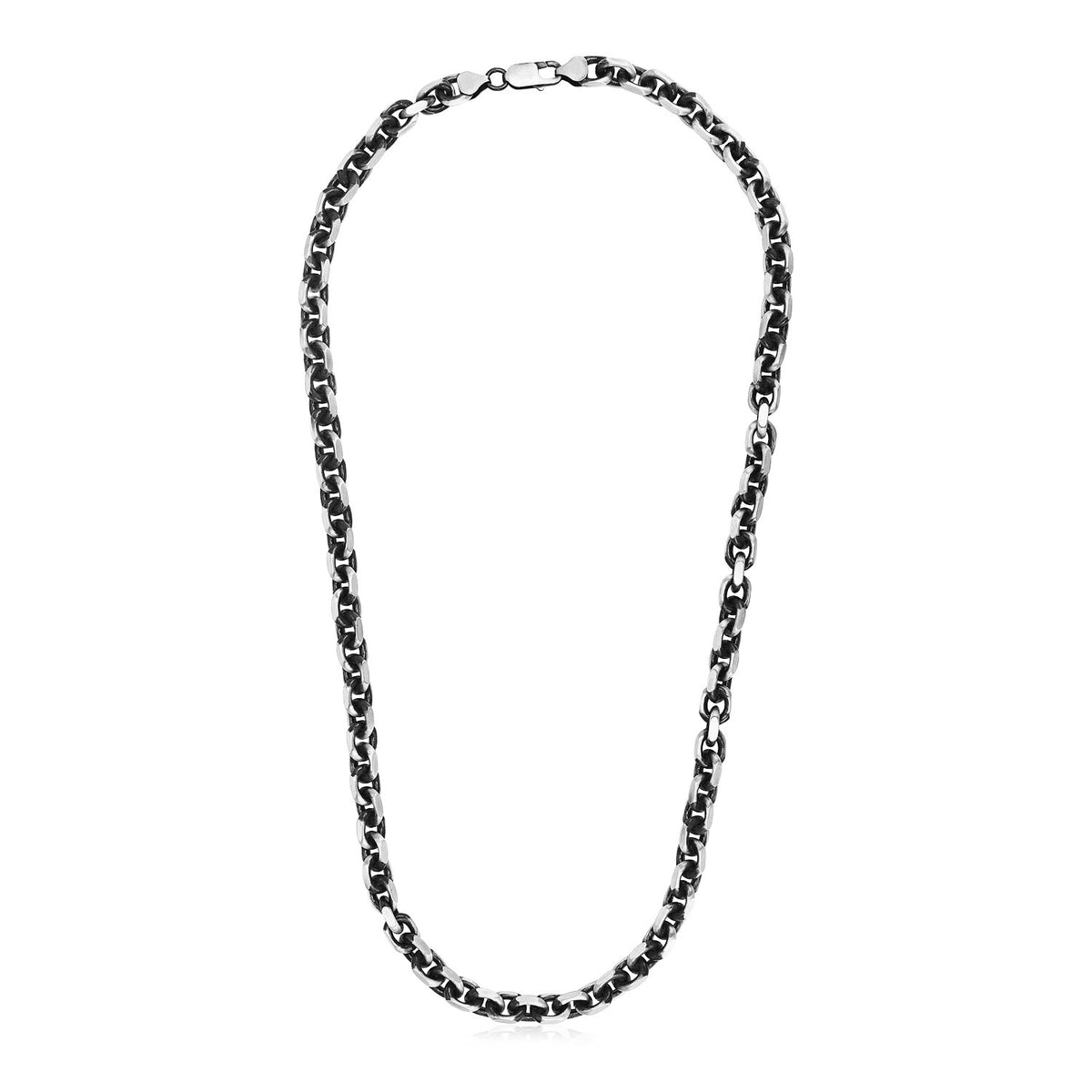 Oval Link Necklace with Gunmetal Finish in Sterling Silver