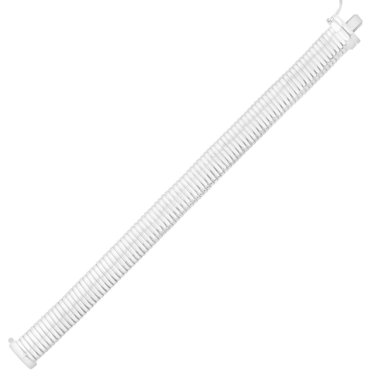 Standard Thick Tubogas Bracelet in Rhodium-Plated Silver (12.00 mm)