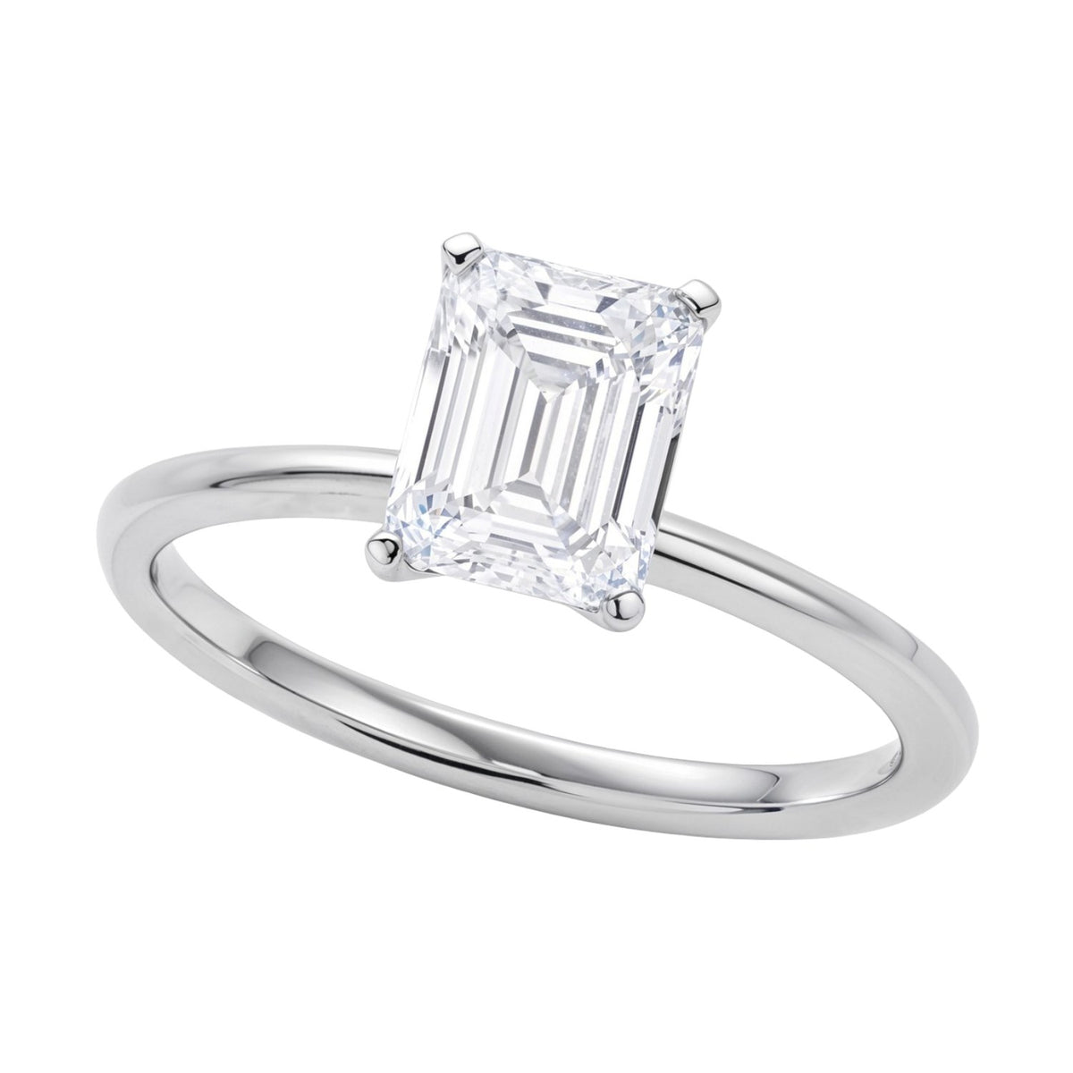 1.5 Carat Emerald Lab Grown IGI Diamond Solitaire in 10K White Gold G/VS1