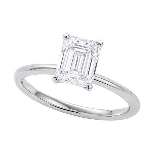 1.5 Carat Emerald Lab Grown IGI Diamond Solitaire in 10K White Gold G/VS1