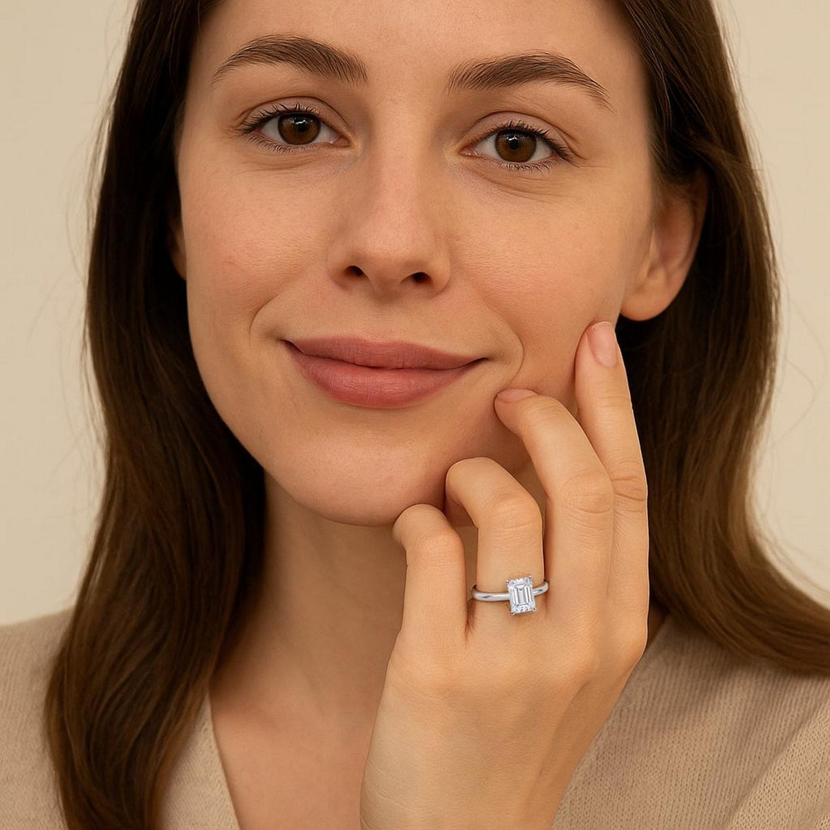 1.5 Carat Emerald Lab Grown IGI Diamond Solitaire in 10K White Gold G/VS1