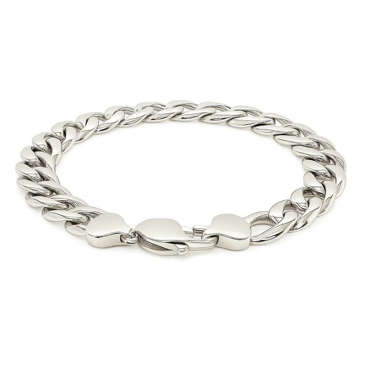 Curb Style Bracelet in Rhodium-Plated Sterling Silver (11.60 mm)