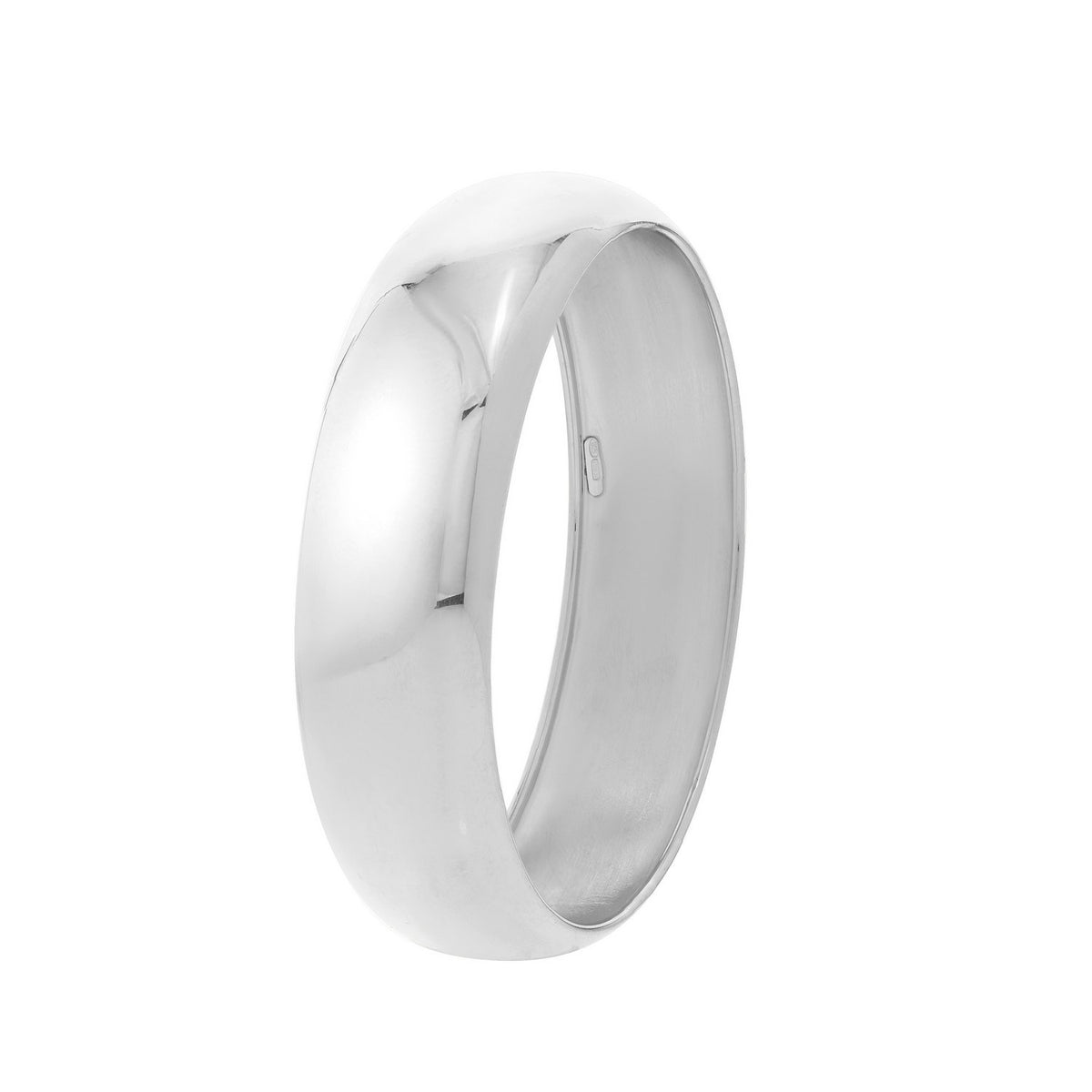 Domed Classic Bangle in Rhodium-Plated Silver (18.50 mm)