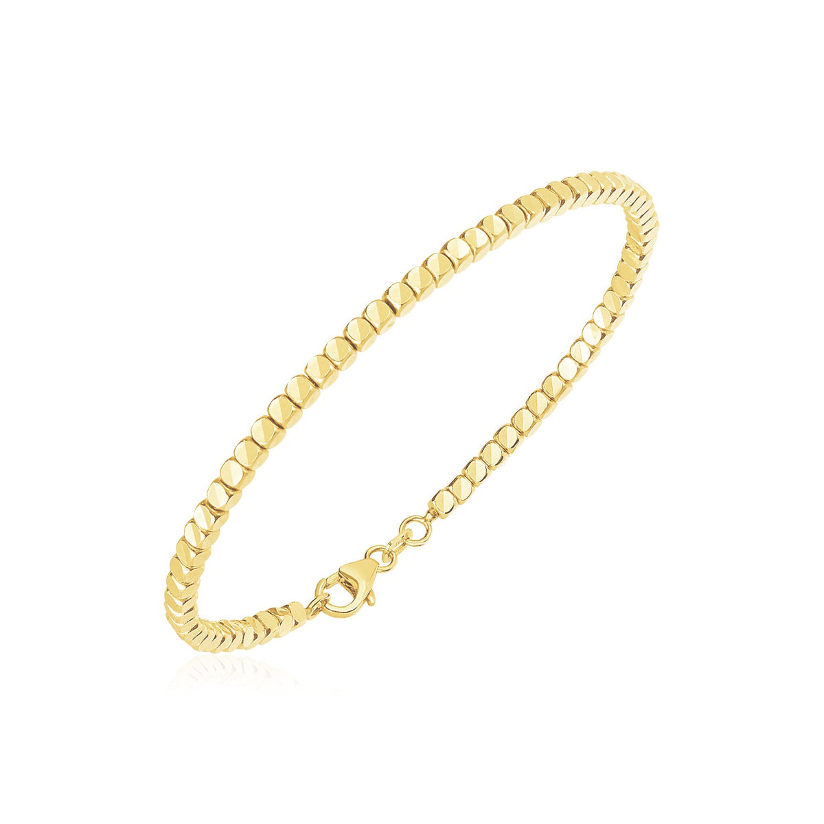 High Polish Bead Cuff Bangle in 14K Yellow Gold (2.40 mm)