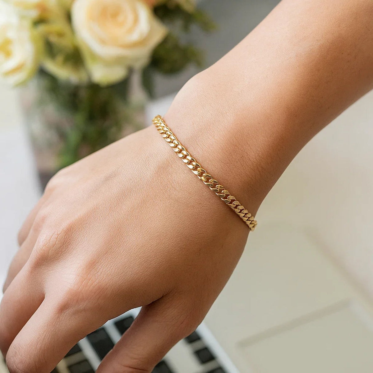 Solid Miami Cuban Link Bracelet in 14K Yellow Gold (3.20 mm)