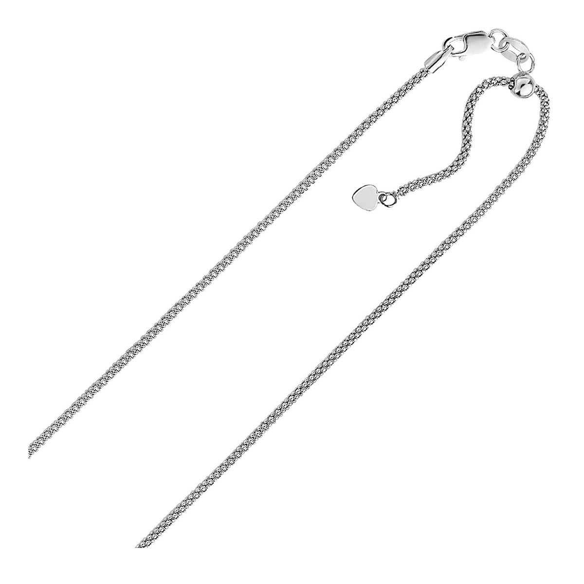 Adjustable Popcorn Chain in Sterling Silver 0.8mm (0.80 mm)