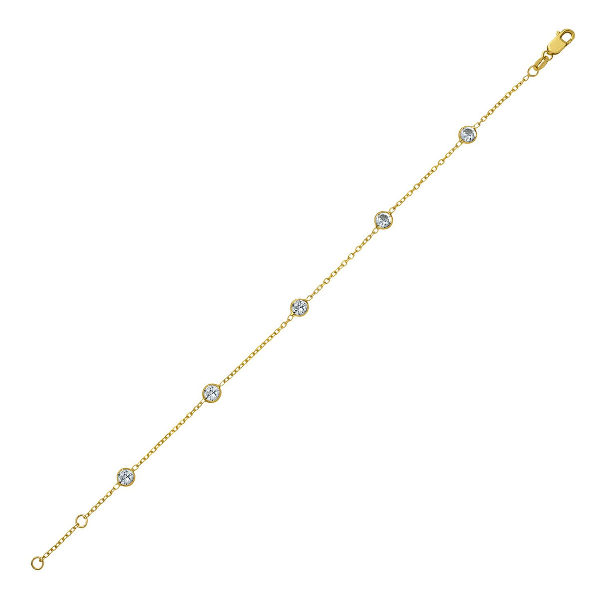 CZ Station Bracelet in 14K Yellow Gold