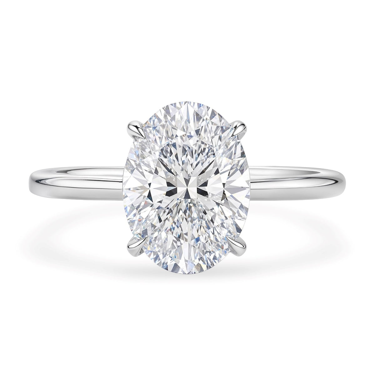 2 Carat Oval Lab Grown IGI Diamond Solitaire in 14K White Gold G/VS1