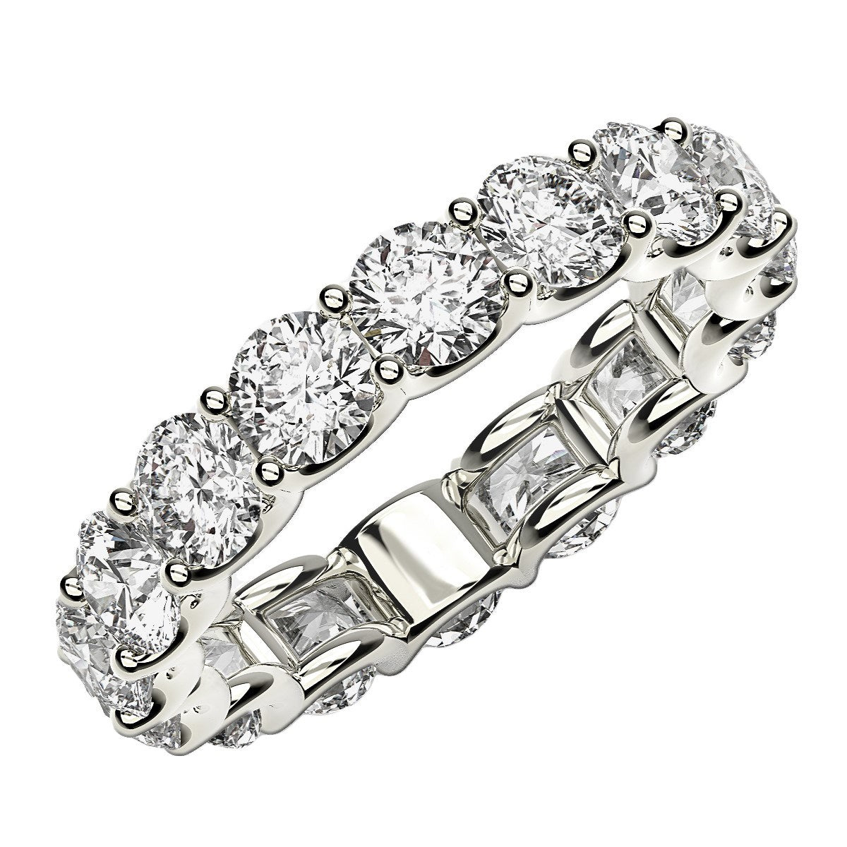 Round Cut Lab Grown Diamond Eternity Ring in 14K White Gold (4 cttw FG/VS2)
