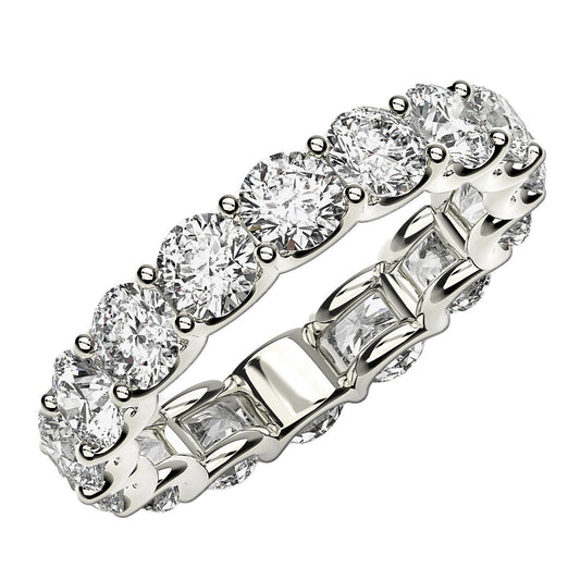 Round Cut Lab Grown Diamond Eternity Ring with Squared Gallery in 14K White Gold (3.96 ct. tw.)