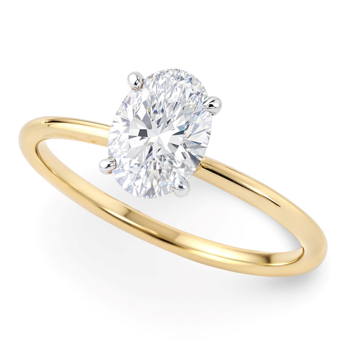 1 Carat Oval Lab Grown IGI Diamond Solitaire in 14K Yellow Gold G/VS1