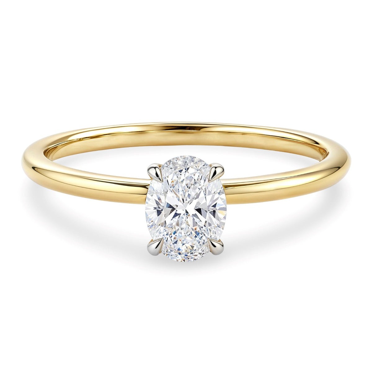 1 Carat Oval Lab Grown IGI Diamond Solitaire in 14K Yellow Gold G/VS1
