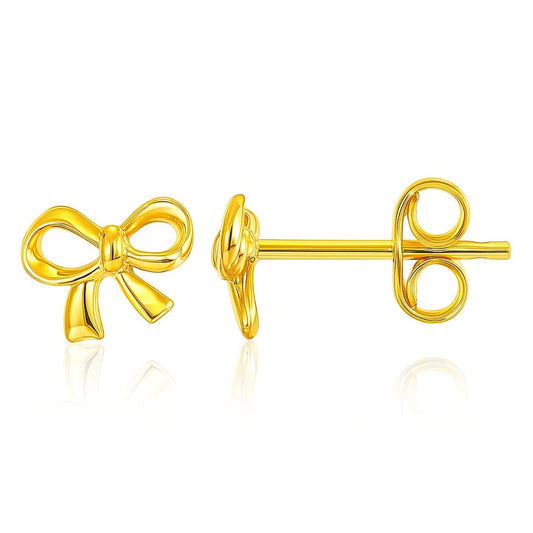 Polished Bow Stud Earrings in 14K Yellow Gold