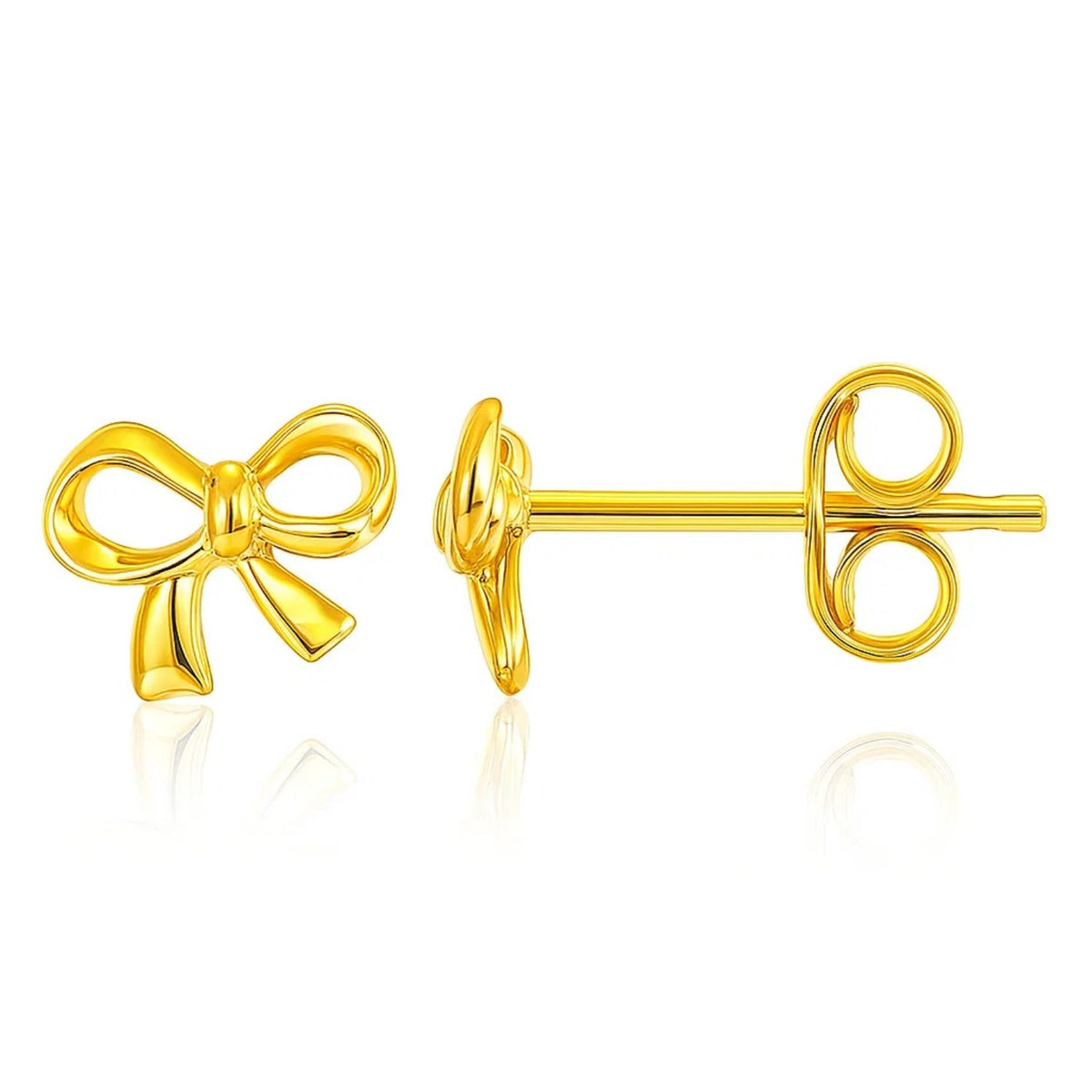 Polished Bow Stud Earrings in 14K Yellow Gold