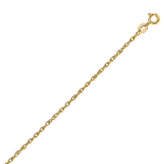 Machine Rope Chain in 14K Yellow Gold (1.00 mm)