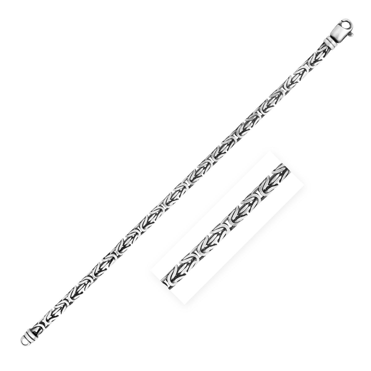 Byzantine Chain Bracelet with Gunmetal Finish in Silver (5.00 mm)