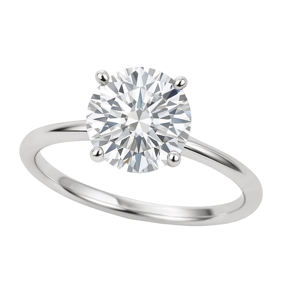 2 Carat Round Lab Grown IGI Diamond Solitaire in 10K White Gold G/VS1