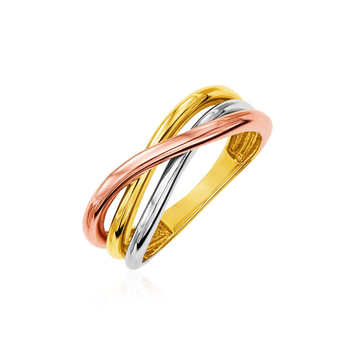 Tri-Color Gold Twist Style Ring in 14K (2.50 mm)