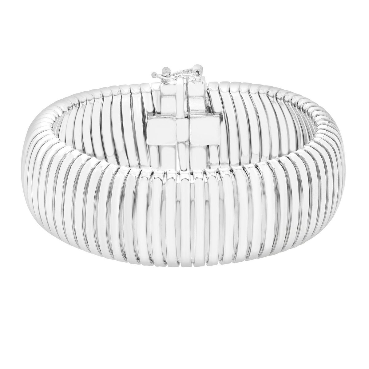 Extra Thick Tubogas Bracelet in Rhodium-Plated Silver (18.00 mm)