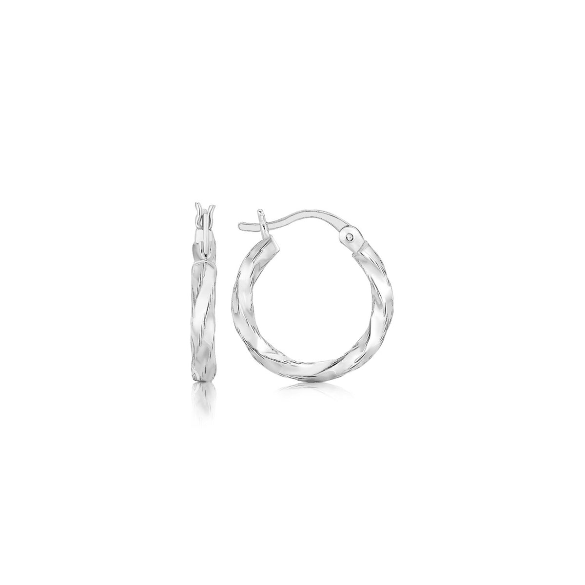 Spiral Style Polished Hoop Earrings in Sterling Silver (3x15mm)