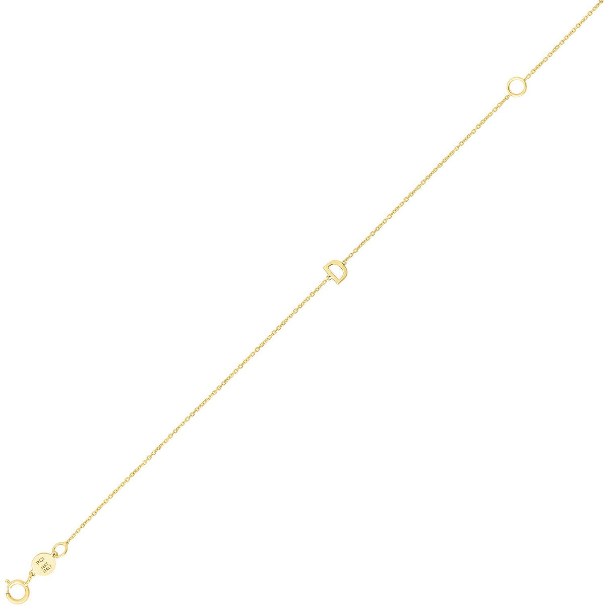 Mini Initial D Bracelet in 14K Yellow Gold