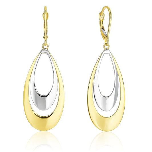 Double Open Teardrop Earrings in 14K Two-Tone Gold