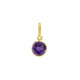 Round Amethyst Charm Pendant in 14K Yellow Gold