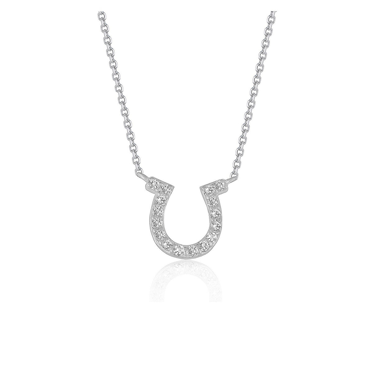 Horseshoe Design Diamond Pendant in 14K White Gold