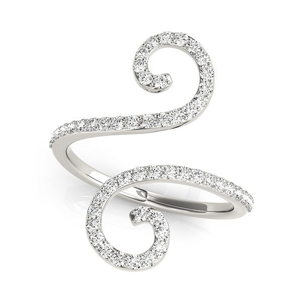 Diamond Open Flourish Style Ring in 14K White Gold (1/2 cttw)